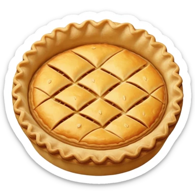 round baked pie, golden crust with subtle top pattern sticker