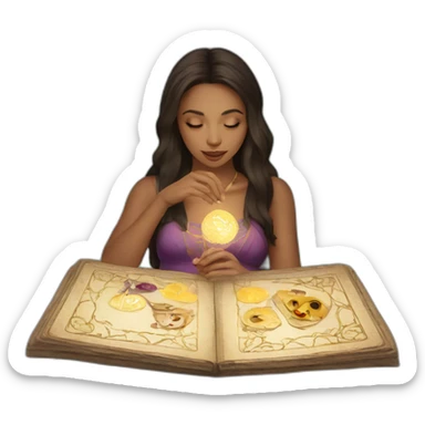 girl reading tarot sticker
