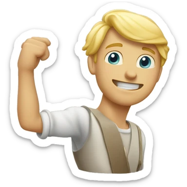 Homme blond tenant une Croix Chrétienne dans ses mains  sticker