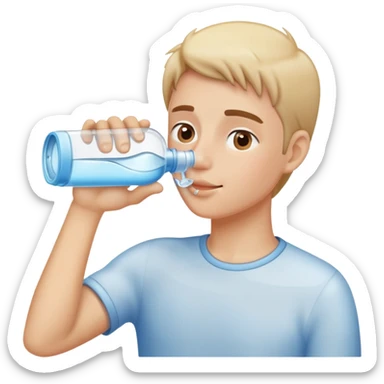 Person drinking water from a glass, refreshing sticker