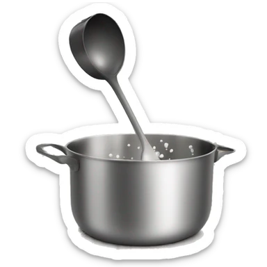 a saucepan on the head being hit with a ladle sticker