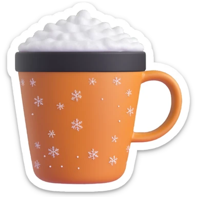 a coffee cup surrounded by snowflakes, showing it's frozen sticker