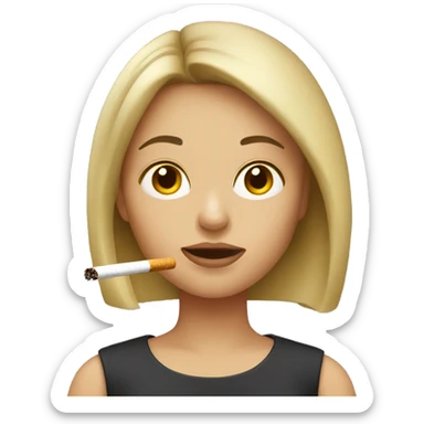 girl with dark blonde hair smoking a cigarette sticker