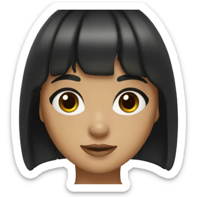 a black-haired girl with bangs and hazel eyes sticker