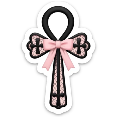 pastle pink ankh with black lace and bows sticker
