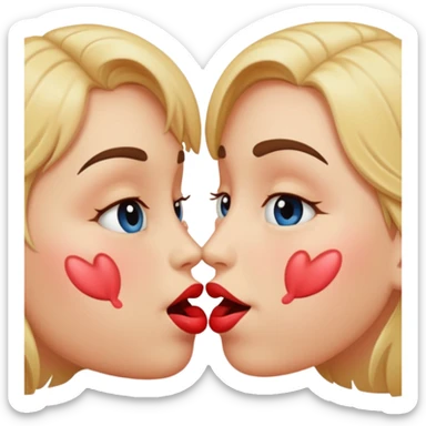 two cartoon faces kissing passionately, blushing sticker