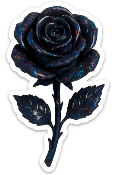 black Opal crystal rose flower, remove background sticker