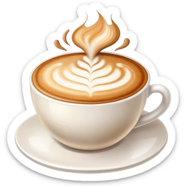 cappuccino in a cup with foam art sticker