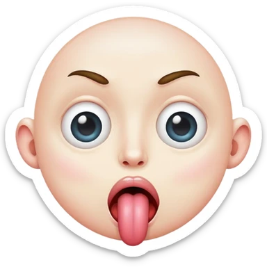 weird face with mismatched eyes and tongue sticking out sticker