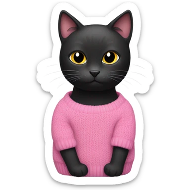 black cat wearing pink sweater sticker