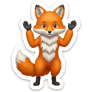 A full boddy orange fox that haves a hand slap  sticker