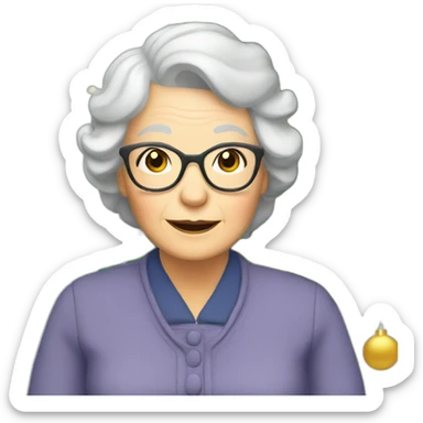 Merry Christmas Granny sitting around Christmas Tree sticker