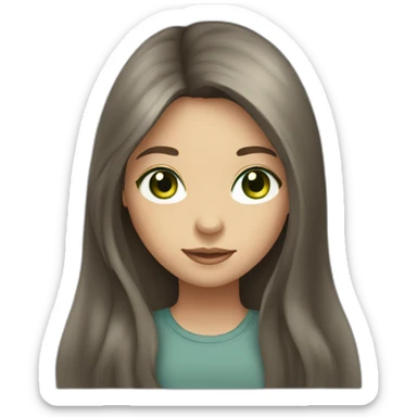 a girl with long brown hair, gray-green eyes sticker