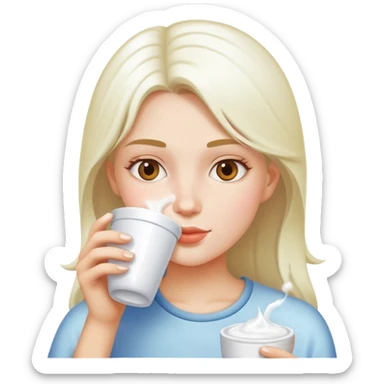 Girl drinking a white substance from a cup sticker