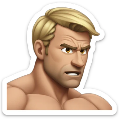 muscle macron frustrated pulling hair sticker