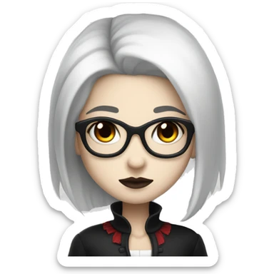 Lovely Vampire girl with white skin and glasses and black hair and black eyes  sticker