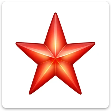 A single red star emoji in cartoon style. The star should be symmetrical, shiny, and have smooth edges. It should glow softly with a red aura. The design should be friendly and emoji-like, with a transparent background. sticker