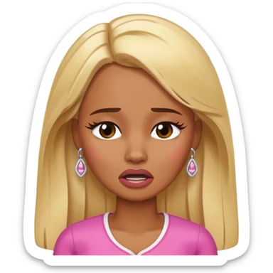 brown skin blonde barbie crying sticker
