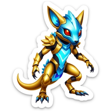 Shiny Epic Edgy Cool Colorful Vibrant Modern Vernid-Protogen-creature-animal, full body sticker