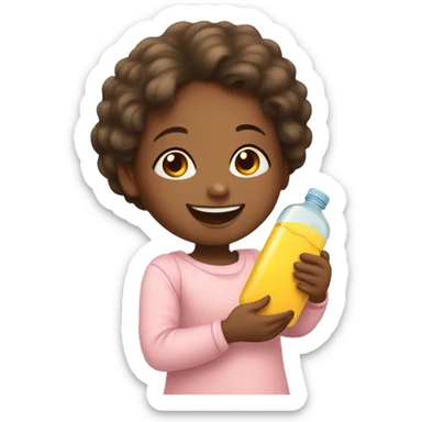 happy girl who gives a bottle to a baby sticker