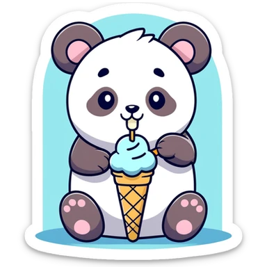Panda eating ice cream sticker