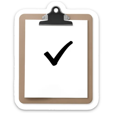 Make the background transparent, keep the realistic clipboard with a single checkmark unchanged. sticker