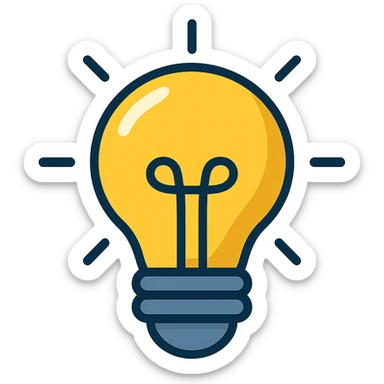 Make this yellow lightbulb icon much larger, keeping the modern lineal color icon style with black outlines and transparent background. sticker