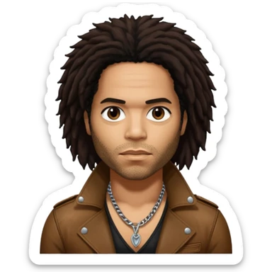 Lenny Kravitz with long dark brown hair sticker