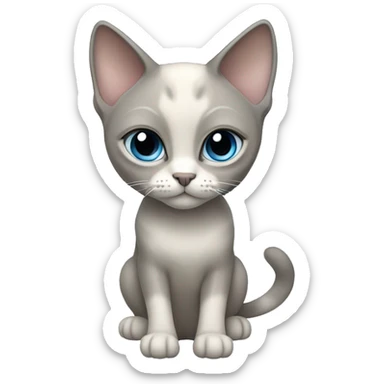 Thai breed cat with a light cream body, dark gray face, ears, and paws. Short fur, sharp ears, and striking light blue eyes with an intense gaze. sticker