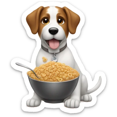 Dog eating cereals  sticker