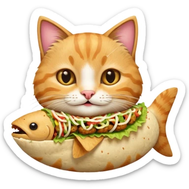 Happy Cat with a fish taco sticker