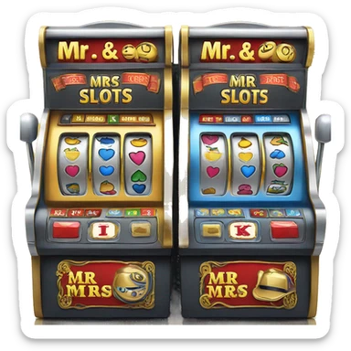 Slot machine titled "Mr and Mrs slots" sticker
