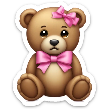 Teddy bear with pink bow sticker