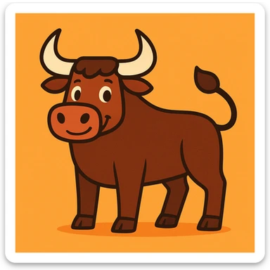 Flat toon style bull sticker