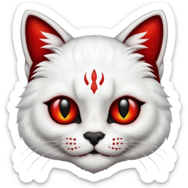 Half red cat half skull sticker