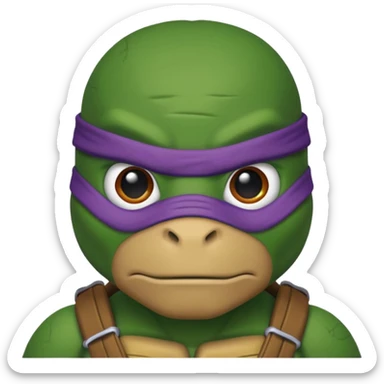 Donatello from Teenage Mutant Ninja Turtles, emoji style, with a serious expression sticker