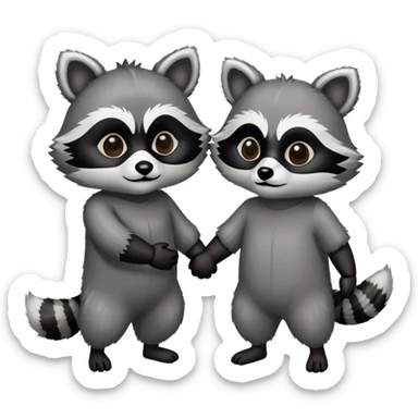 Two raccoons holding hands sticker