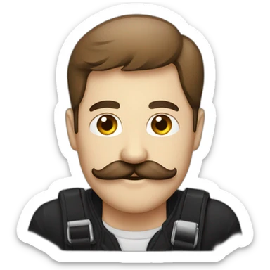 Homme avec une moustache noire d'ouvrier allemand sticker