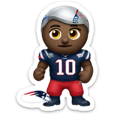 poop emoji wearing patriots jersey number 10 sticker