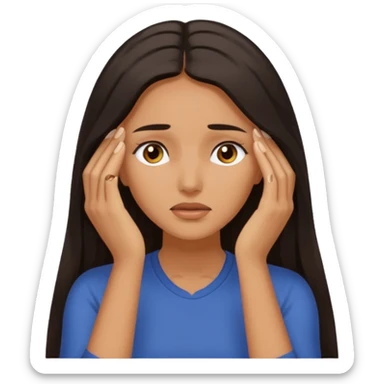 an emoji in which a woman sighs and holds her forehead with her hands sticker