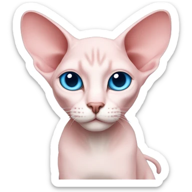 Pink sphinx sleep cat-blue-eyes-big ears sticker