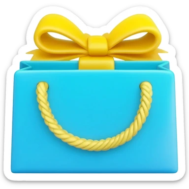 birthday gift shopping bag in blue and yellow sticker