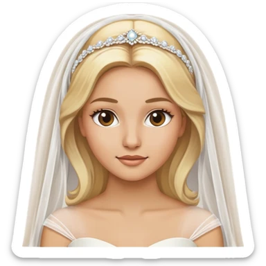 beautiful blonde bride with veil and light brown skin sticker