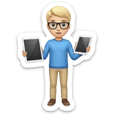 3D imoji of Young man who is graphics design full body stand sticker