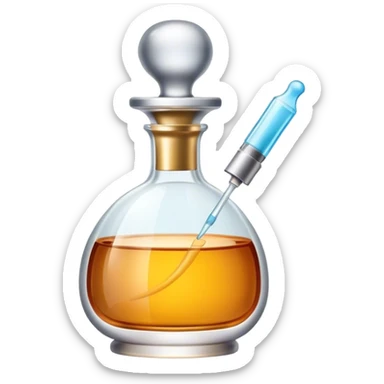 Perfume making icon, perfume bottle with elegant design, glass vial, fragrant mist, essential oils, dropper, minimalistic style, clean lines, transparent background. sticker