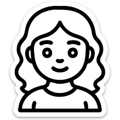 blonde girl with wavy hair and blue eyes, sweet and wholesome, flat outlined icon style sticker