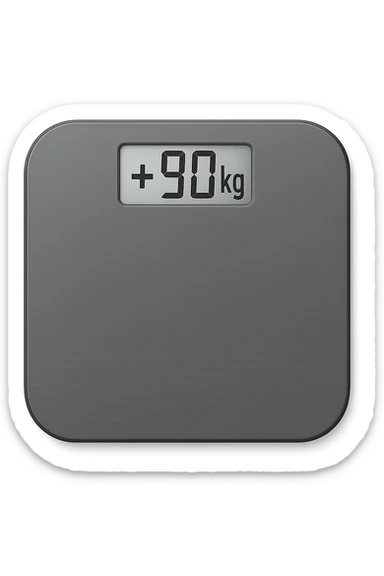 Bilancia pesa persone con scritto +90kg sticker