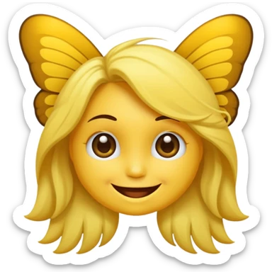 Emoji sourire avec un nœud papillon dans les cheveux sticker