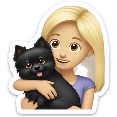 blond-light-skinned-girl-petting-black-pomeranian  sticker