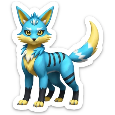 Shiny cyan Zeraora-Renamon-Electrike-Umbreon-Lombax-Weregarurumon-fusion-creature (full body sticker